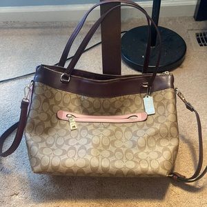 Coach Purse (tan and brown with pink accents)